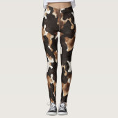 Black Brown Cream Cow Print Leggings (Voorkant)