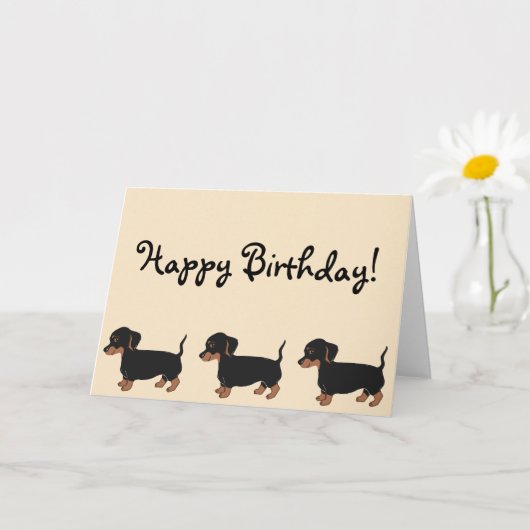 Black Brown Dachshunds Creme joyeuse carte d'anniv (Petite plante)