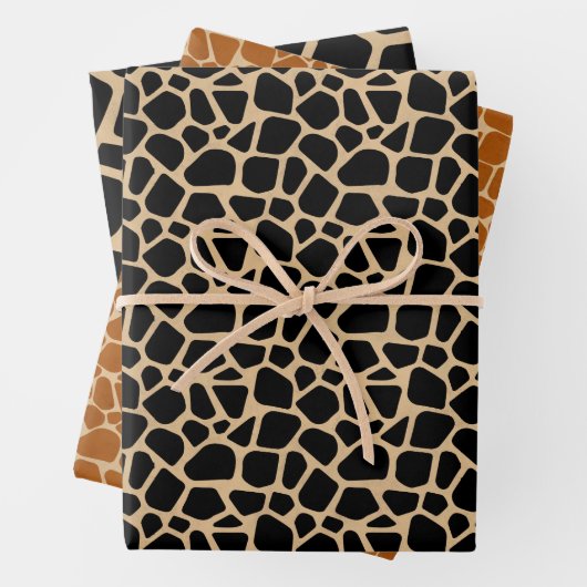 Black Brown Giraffe Print Inpakpapier Vel (In situ)