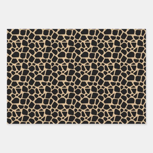 Black Brown Giraffe Print Inpakpapier Vel (Voorkant)