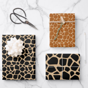 Black Brown Giraffe Print Inpakpapier Vel