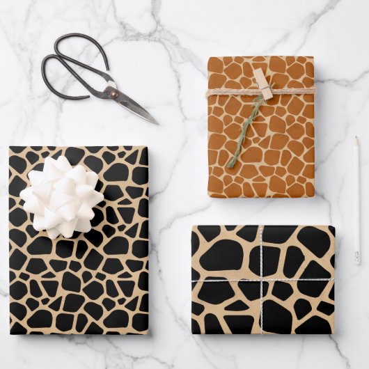 Black Brown Giraffe Print Inpakpapier Vel (Voorkant)