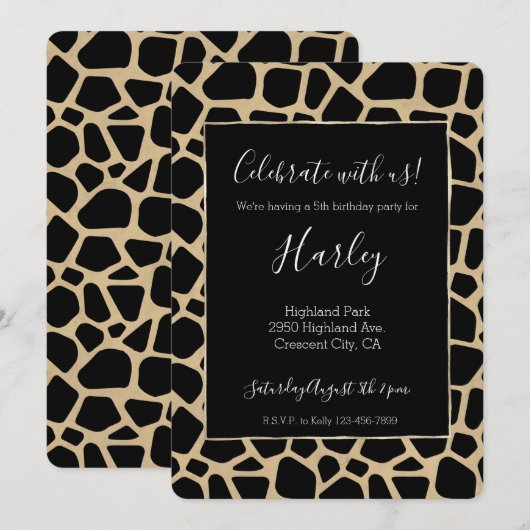 Black Brown Giraffe Print Kaart (Voorkant / Achterkant)