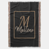 Black Brown Gold-scripts Elegant Monogram Deken (Voorkant Verticaal)
