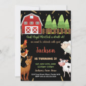 Black Brown Green Farm Invitations d'anniversaire (Devant)