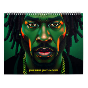 Black Bruh Green met Afgunst Afrika Afro-Man Locs Kalender