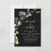 Black Brunch & Bubbly QR-code Eucalyptus Kaart (Voorkant)