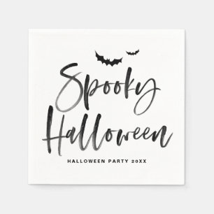 Black Brush Lettering Spooky Halloween Servet