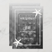 Black Bubbles Starfish Plage Mariage Invitations (Devant / Derrière)