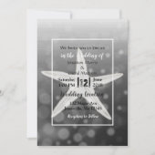 Black Bubbles Starfish Plage Mariage Invitations (Devant)
