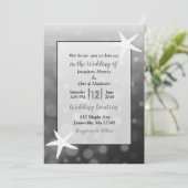 Black Bubbles Starfish Plage Mariage Invitations (Debout devant)