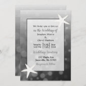 Black Bubbles Starfish Plage Mariage Invitations (Devant / Derrière)
