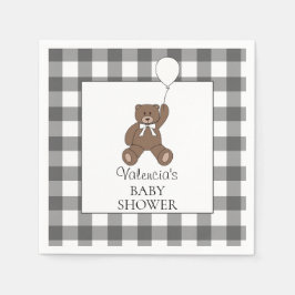 Black Buffalo Check Pattern Teddy Bear Baby Shower Servet