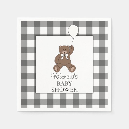 Black Buffalo Check Pattern Teddy Bear Baby Shower Servet (Voorkant)