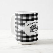 Black Buffalo Plaid Farm Pig Coffee Mug (Devant gauche)