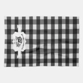 Black Buffalo Plaid Farm Pig Serviette de cuisine (Horizontal)