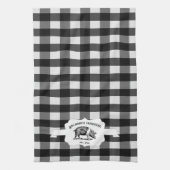 Black Buffalo Plaid Farm Pig Serviette de cuisine (Vertical)