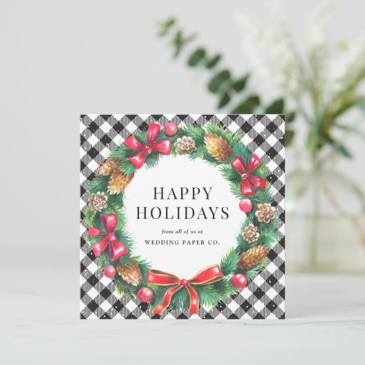 Black Buffalo Plays Waterverf Wreated Business Feestdagenkaart (Staand voorkant)