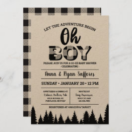 Black Buffalo Pset Baby shower Invitation Oh Boy Kaart