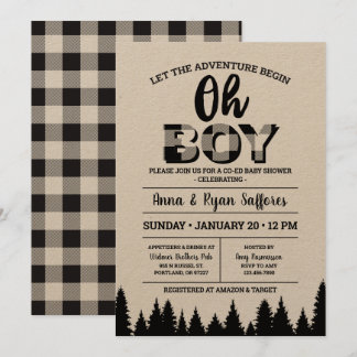 Black Buffalo Pset Baby shower Invitation Oh Boy Kaart