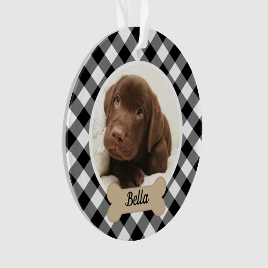 Black Buffalo Pset Custom Puppy Dog Photo Ornament (voorkant)