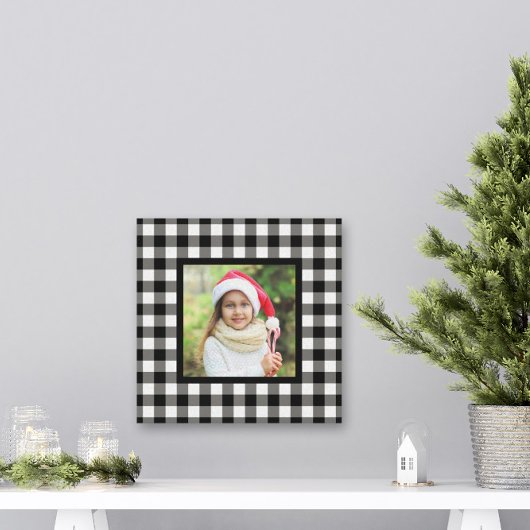 Black Buffalo Pset Farmhouse kerstfoto Canv Canvas Afdruk