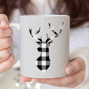 Black Buffalo Pset-kerstdeer Silhouette Tweekleurige Koffiemok