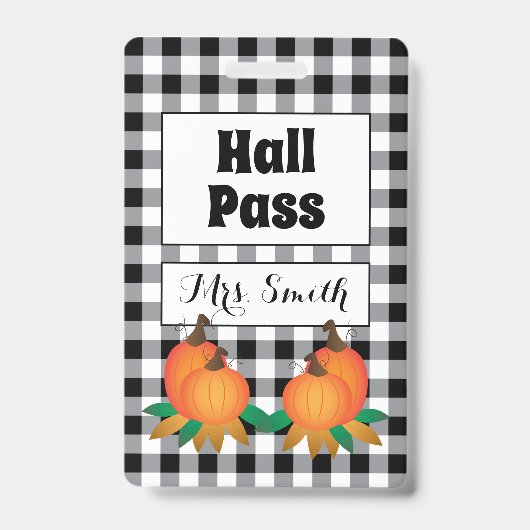 Black Buffalo Pset met Pumpkins Hall Pass Badge (Voorzijde)