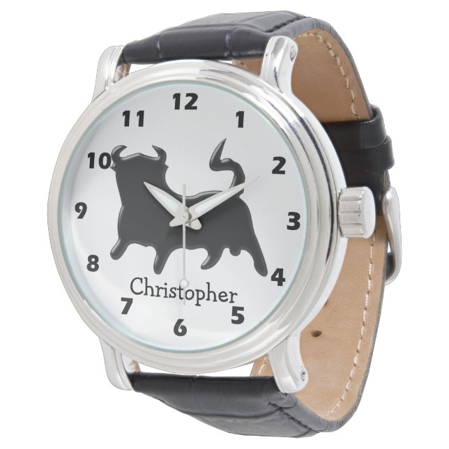 Black Bull Design Wristwatch Horloge (Gekanteld)
