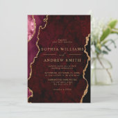 Black & Burgundy Gold Faire-part de mariage modern (Debout devant)