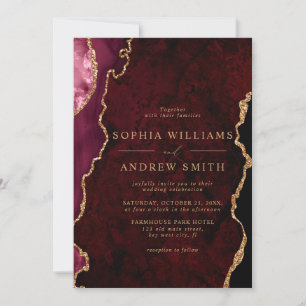 Black & Burgundy Gold Faire-part de mariage modern