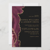 Black & Burgundy Gold Wedding Invitation (Devant)