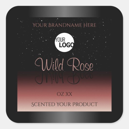 Black Burgundy Product Labels Soft Glitter Logo (Voorkant)