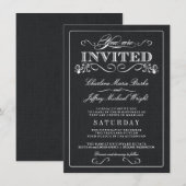 Black Burlap Rustic Wedding Invitations Kaart (Voorkant / Achterkant)