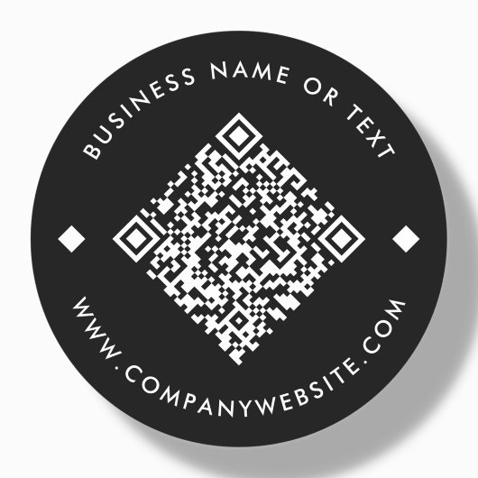 Black | Business Custom QR Code Ronde Sticker