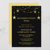 Black Business-feestuitnodiging voor Party Gold St Kaart (Voorkant / Achterkant)