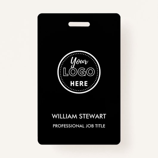 Black Business Logo Company Medewerker Modern pers Badge (Voorkant)