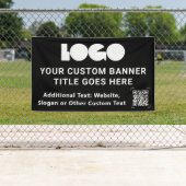 Black Business Logo Company QR-code buitenshuis 3' Spandoek (Insitu)