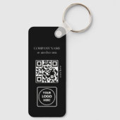 Black Business Logo QR Code Horizontal Keychains Sleutelhanger (Achterkant)