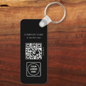 Black Business Logo QR Code Horizontal Keychains Sleutelhanger (Achterkant)