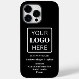 Black Business Logo Tagline & Contactgegevens Case-Mate iPhone 14 Pro Max Hoesje