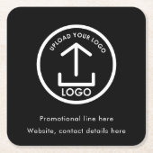 Black Business Logo Text Promotional Professional Vierkante Kartonnen Onderzetter (Voorkant)