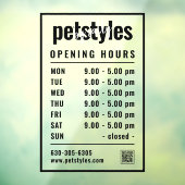 Black Business Opening Uren Logo QR-code Raamsticker (Vel 3)