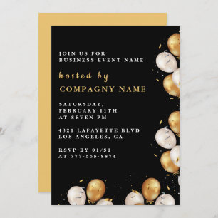 Black Business-party nodigt uit tot Gold Balloon Kaart