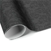 Black Butterfly Damask Cadeaupapier (Rol Hoek)