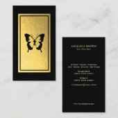 Black Butterfly Faux Gold Foil Visitekaartje (Voorkant / Achterkant)