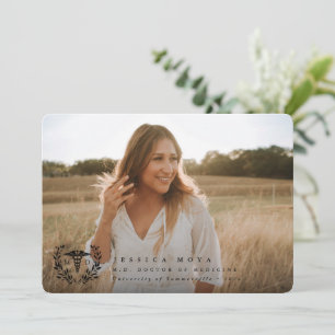 Black Caduceus MD Doctor in de Afstuderen Aankondiging