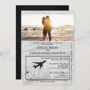 Black California Passport Wedding Kaart