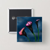 Black Calla Hot Pink Lilies Vierkante Button 5,1 Cm (Voorkant /achterkant)