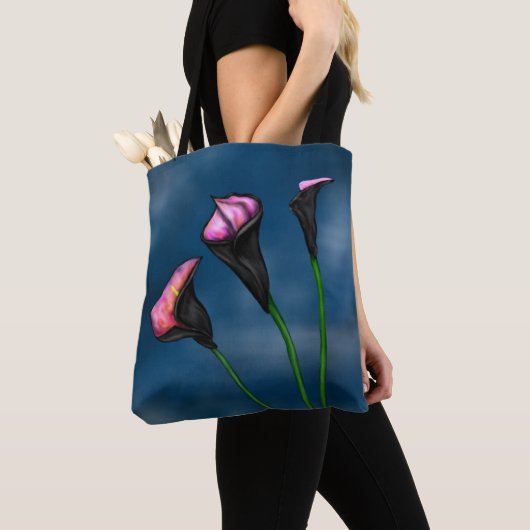 Black Calla Lilies Pink Center Draagtas (Dichtbij)